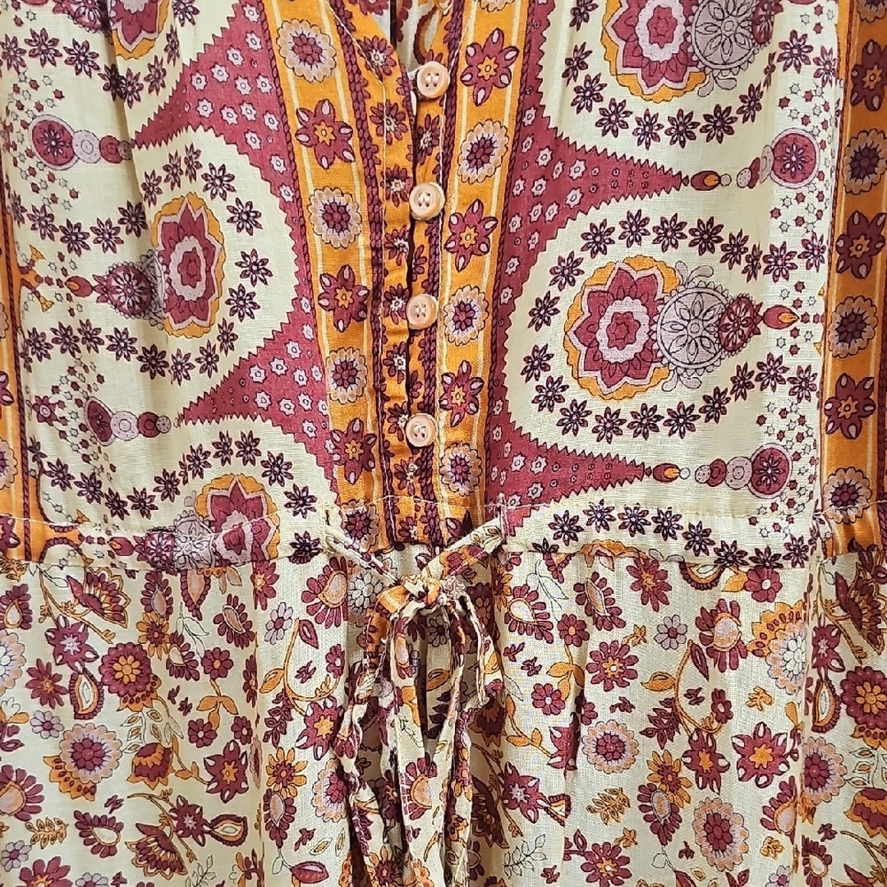 Aura Brown and Orange Ruffled Sundress - Picture 5 of 8